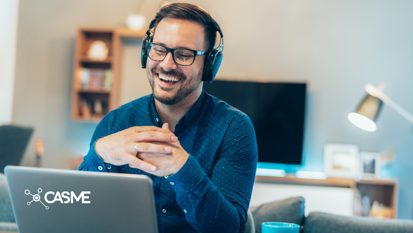 Man on conference call