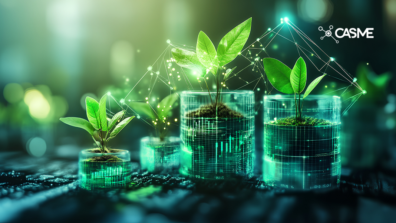 Stacks of virtual money with plants coming out to show ESG in Procurement