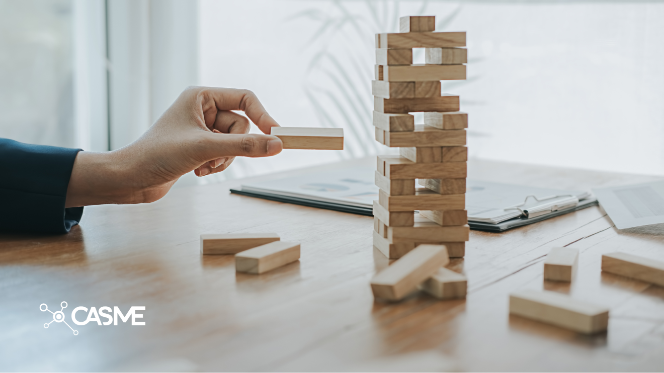 Image of the game Jenga being played