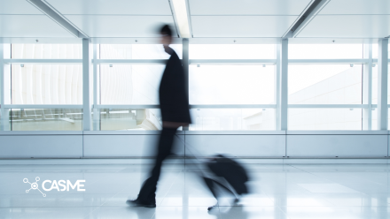 Man walking through airport