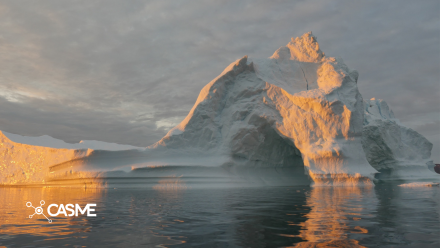 Image of an iceberg with sun shining